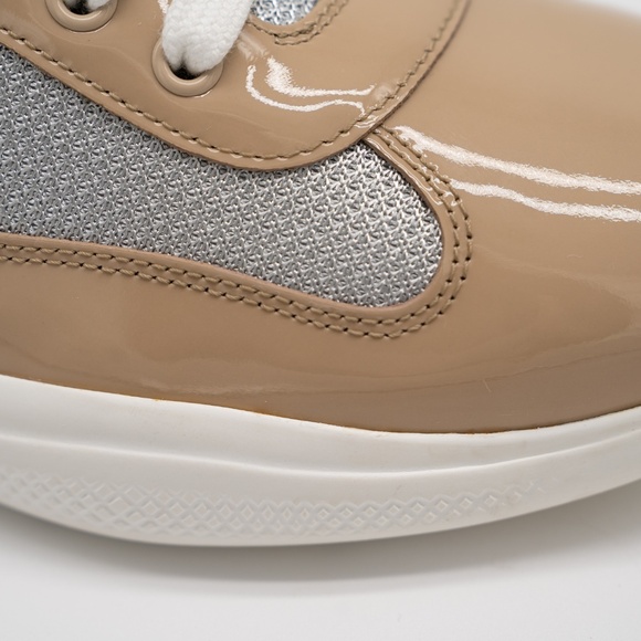 size 8uk 9 US Prada America's Cup sneakers Patent leather technical fabric Beige - Picture 12 of 15